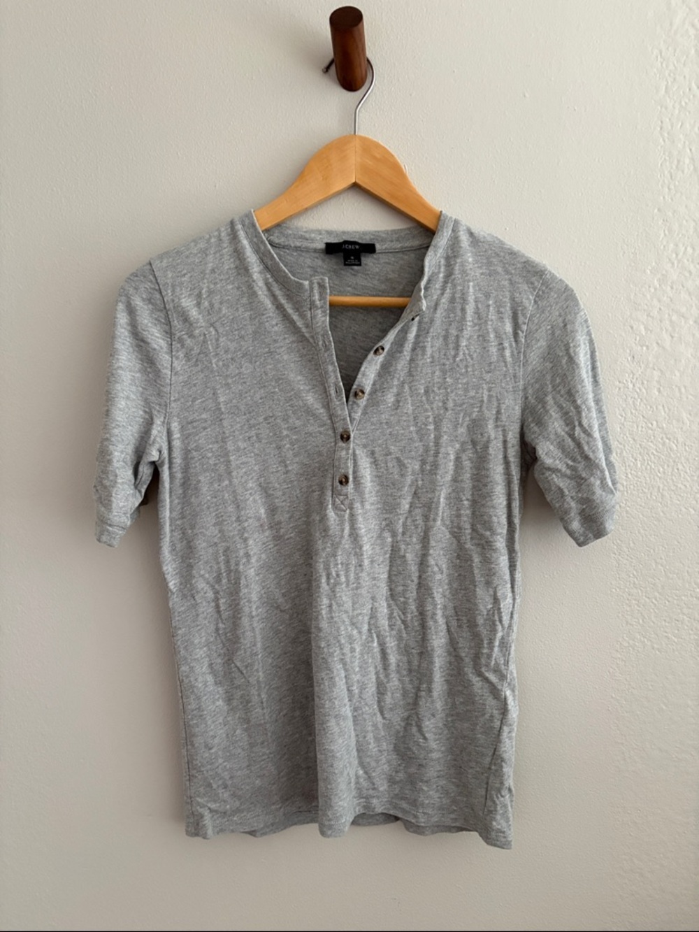 J. Crew Light Gray Short-Sleeve Henley Shirt